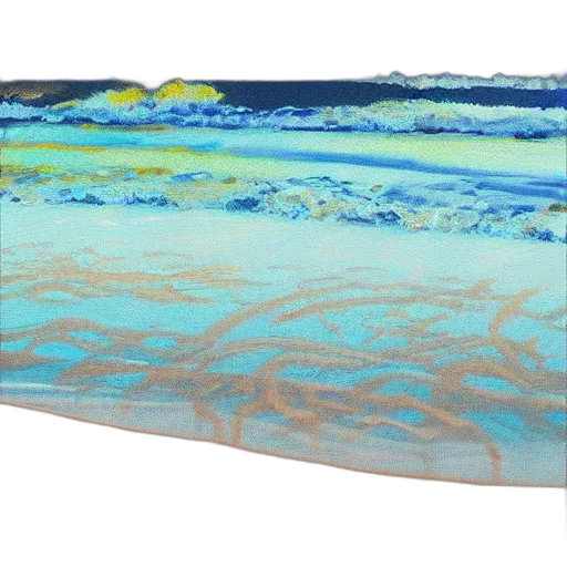 oil painting, underwater, beach, outer space transparent PNG cut-out