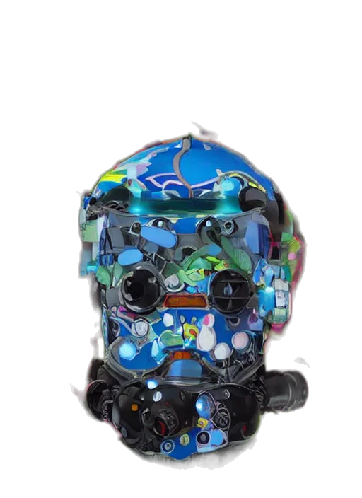 robot, mask, face, crown transparent PNG cut-out