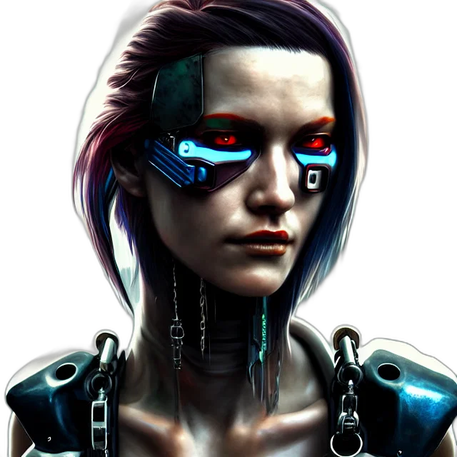 robot, face, cyberpunk, concept art transparent PNG cut-out