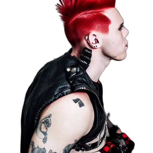 hair, jacket, jewelry, staff transparent PNG cut-out