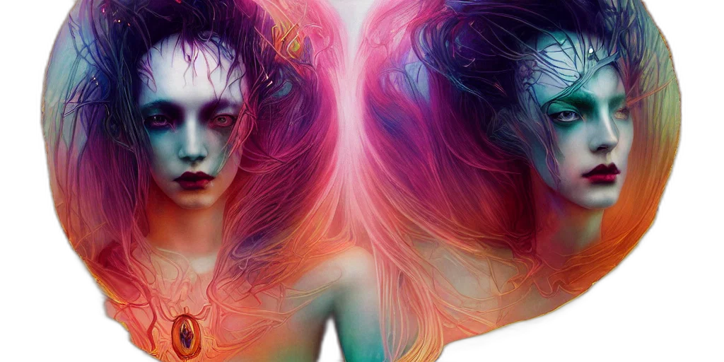 hair, mask, face, fantasy art transparent PNG cut-out
