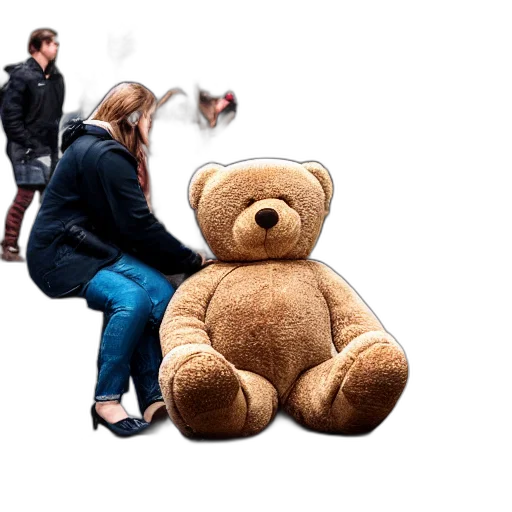 3d render, huge, teddybear, sitting transparent PNG cut-out