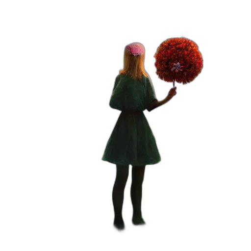 umbrella, flower, staff, dress transparent PNG cut-out
