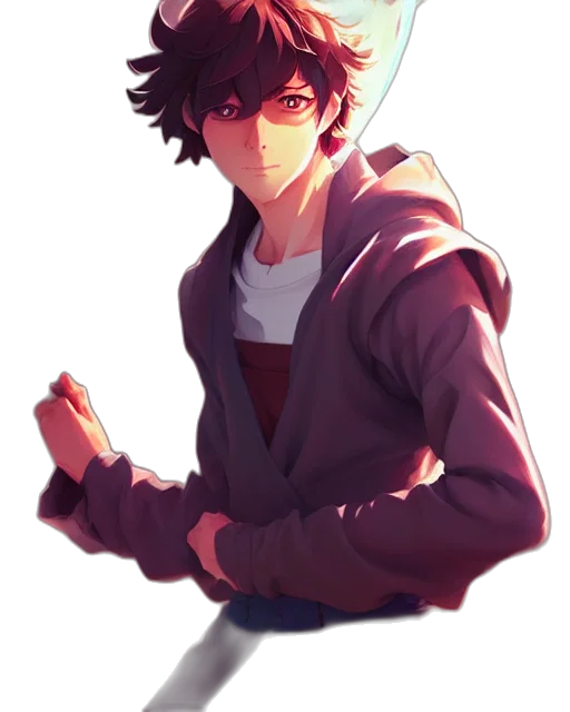 jacket, staff, face, weapon transparent PNG cut-out