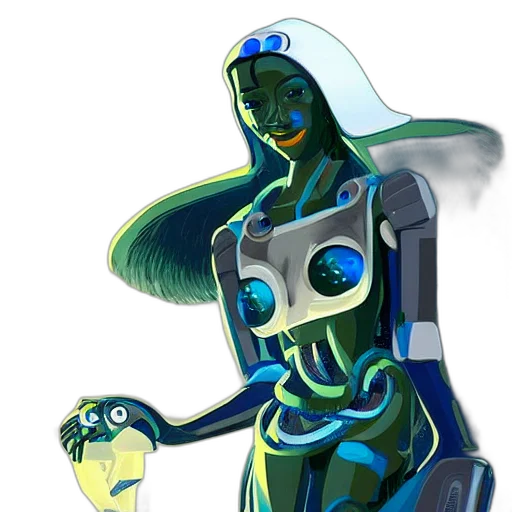 robot, creature, staff, mask transparent PNG cut-out