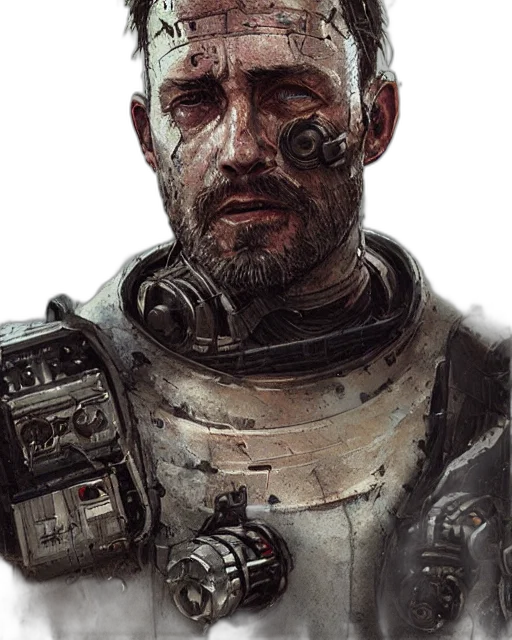 robot, face, weapon, cyberpunk transparent PNG cut-out