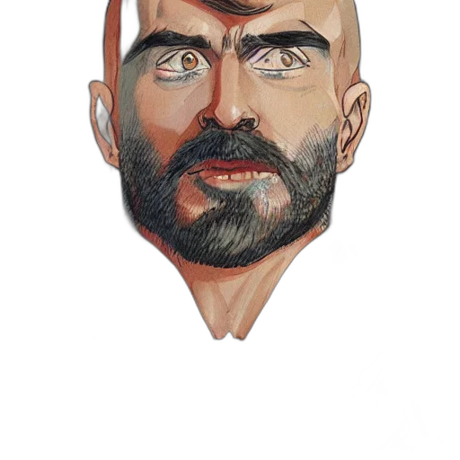 face, mask, staff, comic book art transparent PNG cut-out