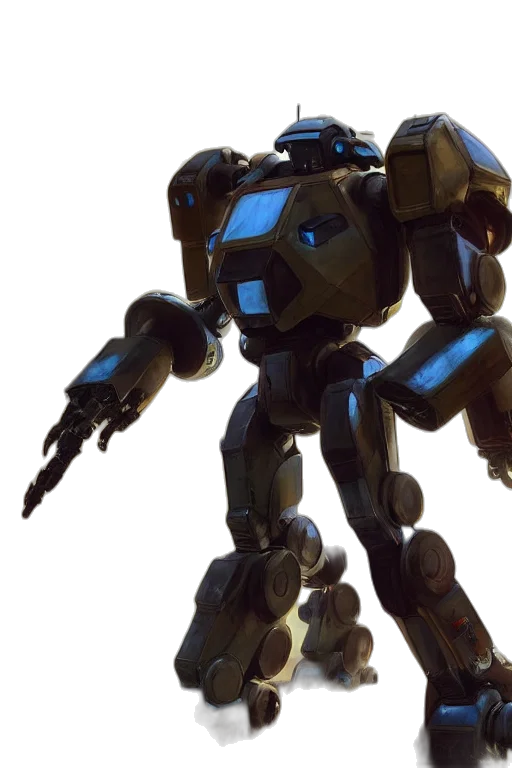 robot, weapon, concept art, 3d render transparent PNG cut-out