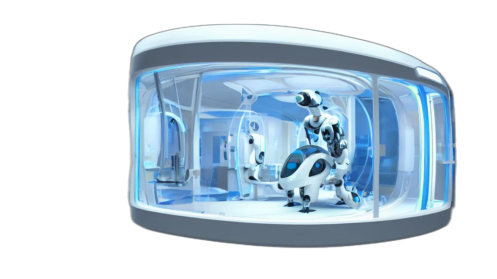 robot, concept art, 3d render, outer space transparent PNG cut-out