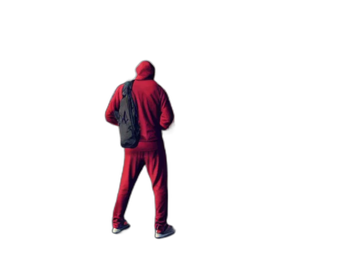 jacket, staff, creature, robot transparent PNG cut-out