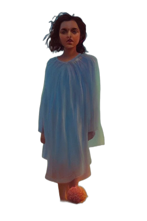 dress, creature, jacket, staff transparent PNG cut-out