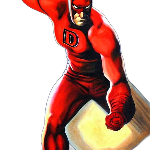 comic book art, concept art, 3d render, daredevil transparent PNG cut-out
