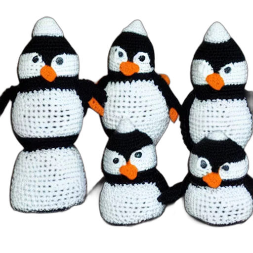 crocheted, penguins transparent PNG cut-out
