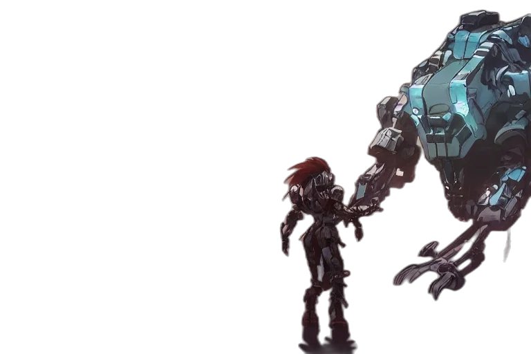 robot, weapon, concept art, 3d render transparent PNG cut-out