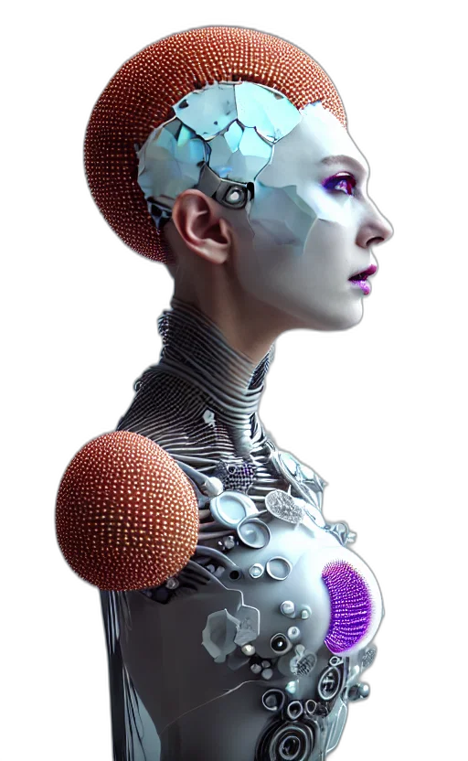 robot, cyberpunk, 3d render, concept art transparent PNG cut-out