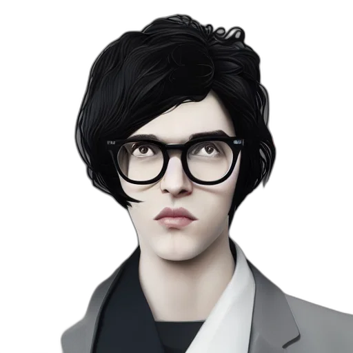 face, hair, staff, photorealistic transparent PNG cut-out