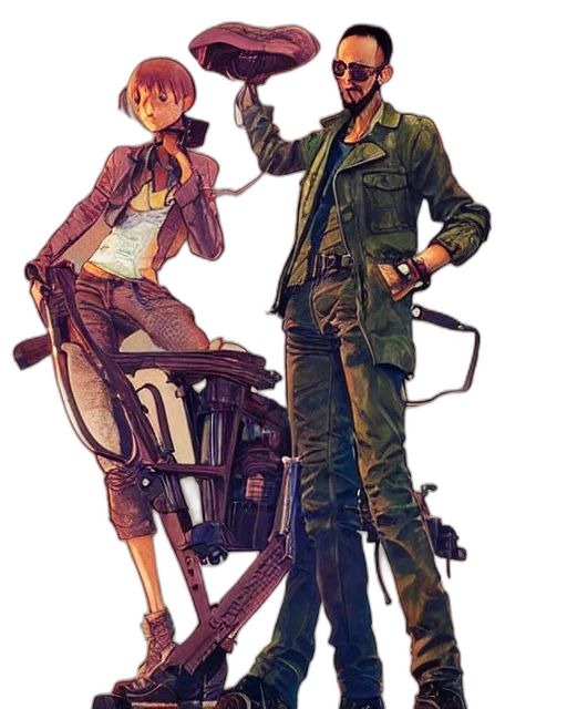 weapon, staff, jacket, concept art transparent PNG cut-out