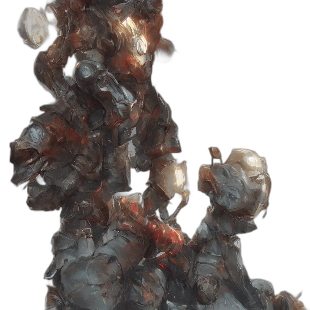 robot, staff, creature, crown transparent PNG cut-out