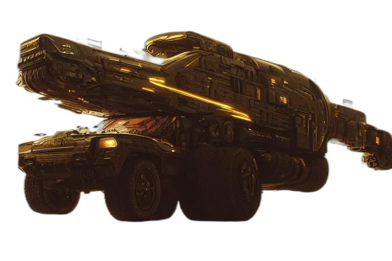 weapon, car, concept art, 3d render transparent PNG cut-out