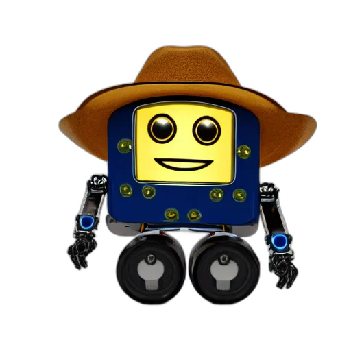 robot, hat, animal, staff transparent PNG cut-out