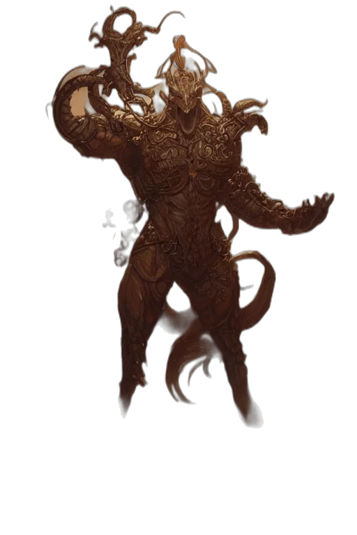 creature, dragon, mask, staff transparent PNG cut-out