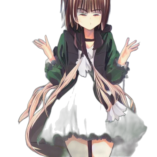 dress, creature, staff, hair transparent PNG cut-out