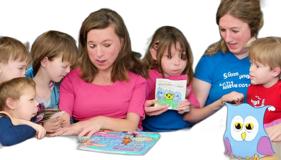 kindergarten, teacher, reading, megg transparent PNG cut-out