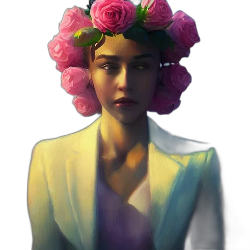 crown, flower, face, staff transparent PNG cut-out