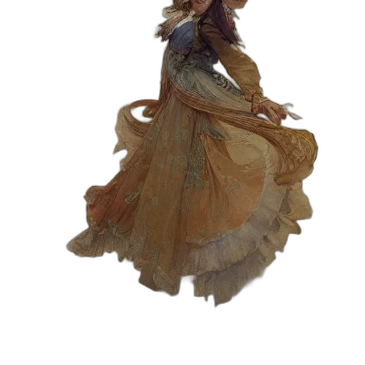 dress, staff, hair, hat transparent PNG cut-out