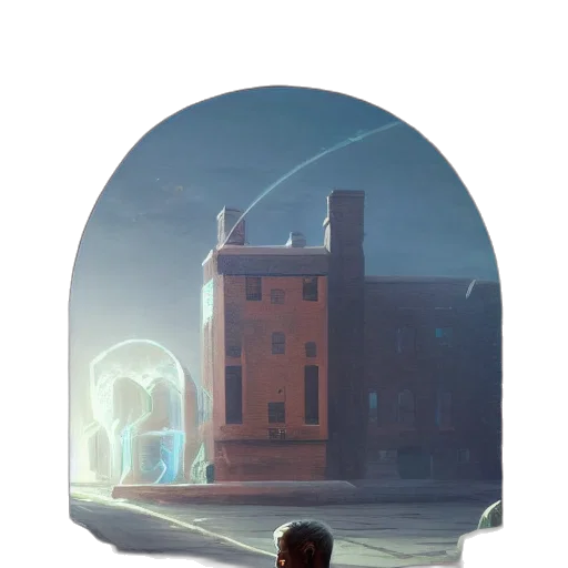robot, crown, face, building transparent PNG cut-out
