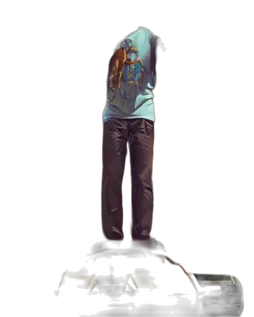 robot, jacket, bottle, staff transparent PNG cut-out