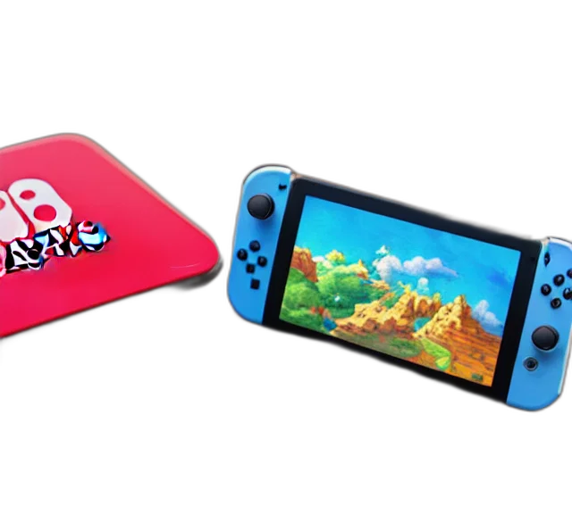 3d render, nintendo, switch, laying transparent PNG cut-out