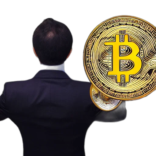 businessman, holding, happy, bitcoin transparent PNG cut-out