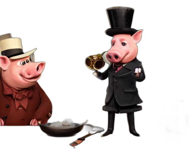 concept art, 3d render, pig, top transparent PNG cut-out
