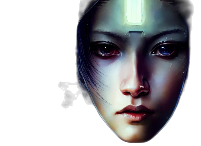 face, mask, robot, fantasy art transparent PNG cut-out