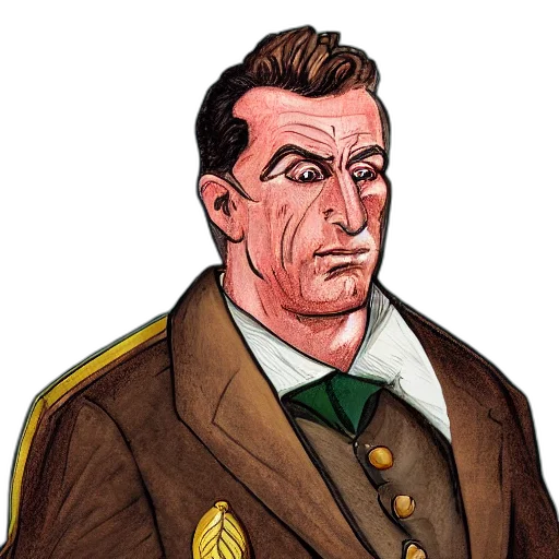 jacket, staff, face, comic book art transparent PNG cut-out