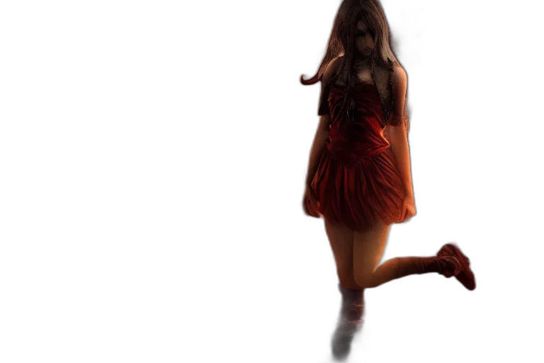 dress, shoes, hair, staff transparent PNG cut-out