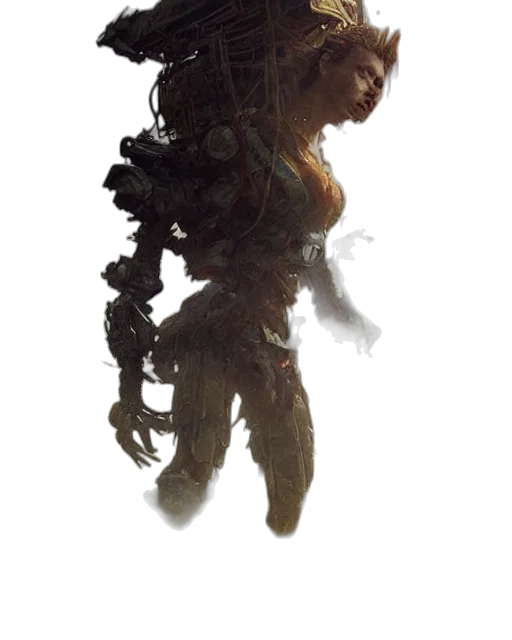 creature, hair, robot, face transparent PNG cut-out