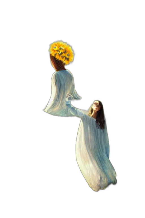 dress, crown, staff, flower transparent PNG cut-out
