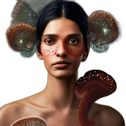 hair, creature, face, jewelry transparent PNG cut-out