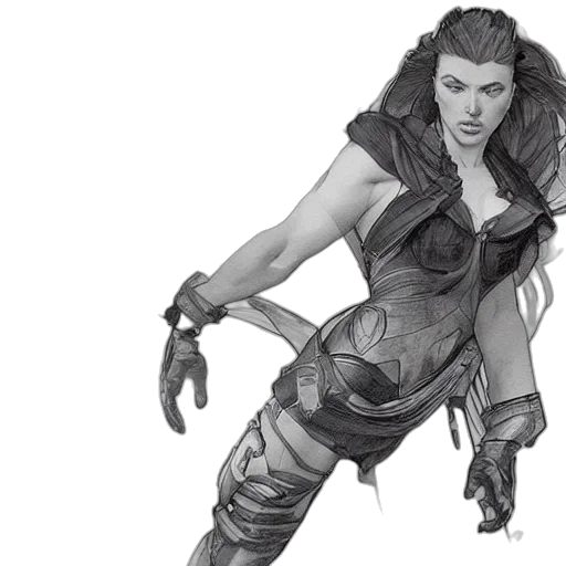 comic book art, concept art, fantasy art, pencil sketch transparent PNG cut-out
