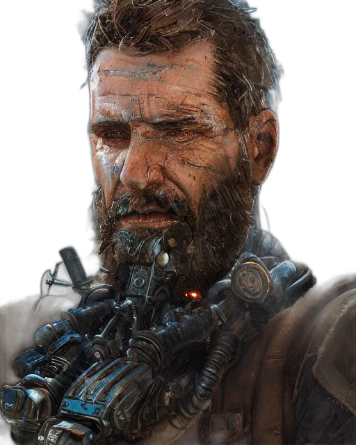 face, robot, weapon, hair transparent PNG cut-out