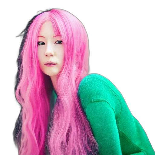 hair, photorealistic, vaporwave, 3d render transparent PNG cut-out