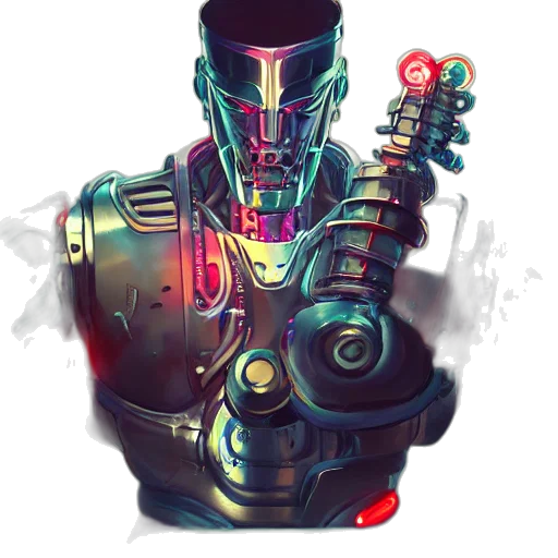 robot, weapon, concept art, cyberpunk transparent PNG cut-out