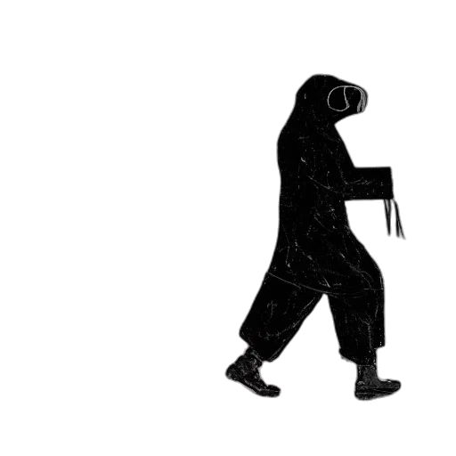 jacket, mask, creature, staff transparent PNG cut-out