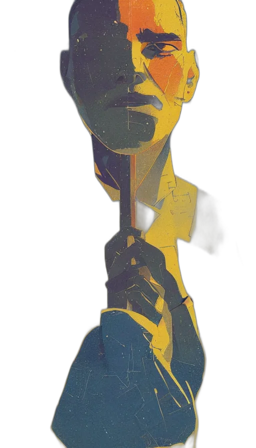 robot, staff, mask, sword transparent PNG cut-out