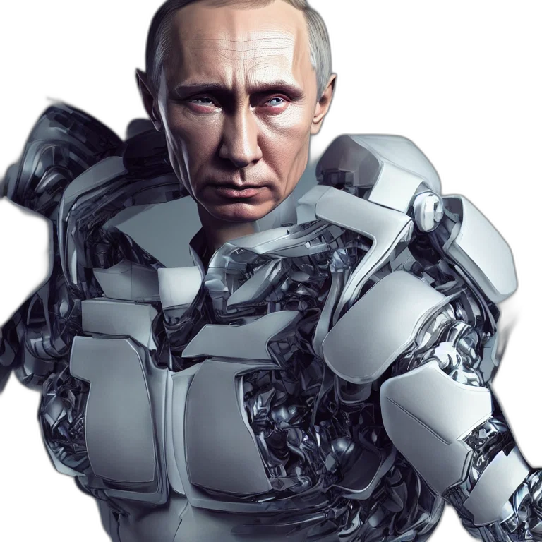 robot, face, weapon, jacket transparent PNG cut-out