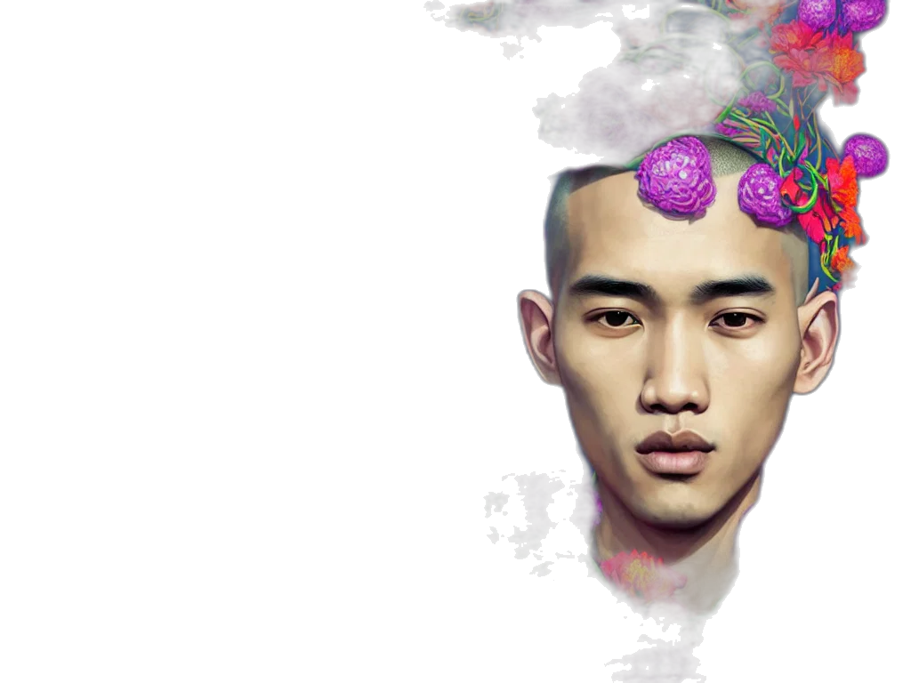 face, photorealistic, vaporwave, fantasy art transparent PNG cut-out