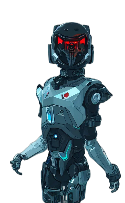 robot, staff, concept art, cyberpunk transparent PNG cut-out