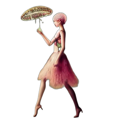 umbrella, dress, hat, staff transparent PNG cut-out